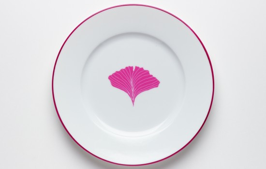 Feuilles Petite Assiette Gingko Biloba Rose - Pink Leaf of Gingko Biloba Dessert Plate
