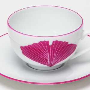 Feuilles Tasse à Thé Gingko Biloba Rose -Pink Leaf of Gingko Biloba Tea Cup