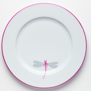 Libellules Plat Rose - Pink Dragonfly Round Plate