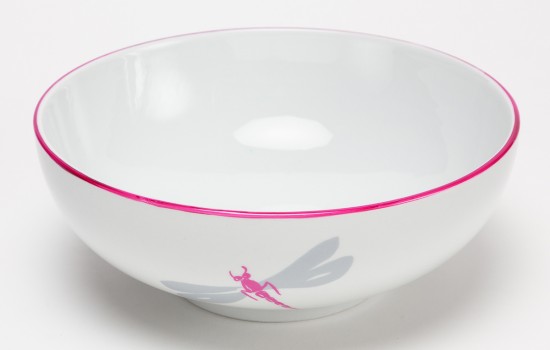 Libellules Saladier Rose - Pink Dragonfly Salad Bowl
